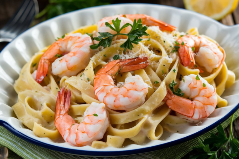 Creamy Lemon Garlic Shrimp Pasta