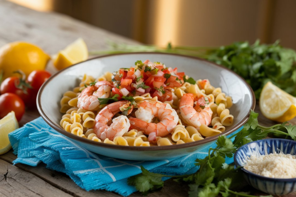 Creamy Shrimp and Pasta Recipe with Pico de Gallo