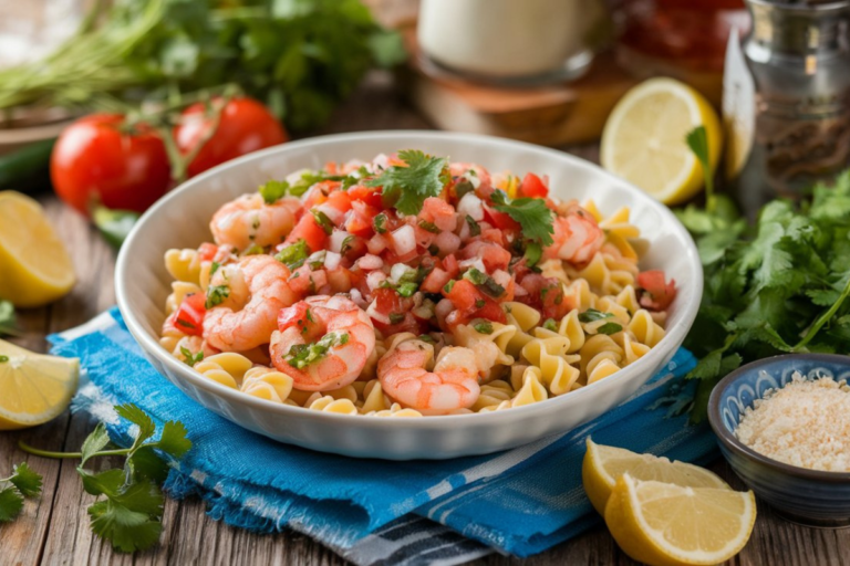 Creamy Shrimp and Pasta Recipe with Pico de Gallo