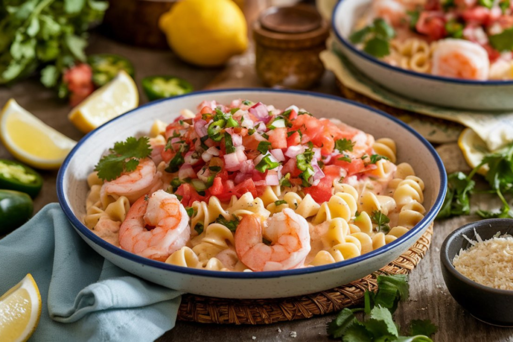 Creamy Shrimp and Pasta Recipe with Pico de Gallo